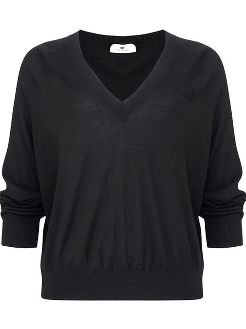 WOOL SWEATER WITH LOGO ELISABETTA FRANCHI | MK34S57E2110 Nero